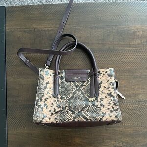 RADLEY LONDON Snake Print Satchel with Brown Accents